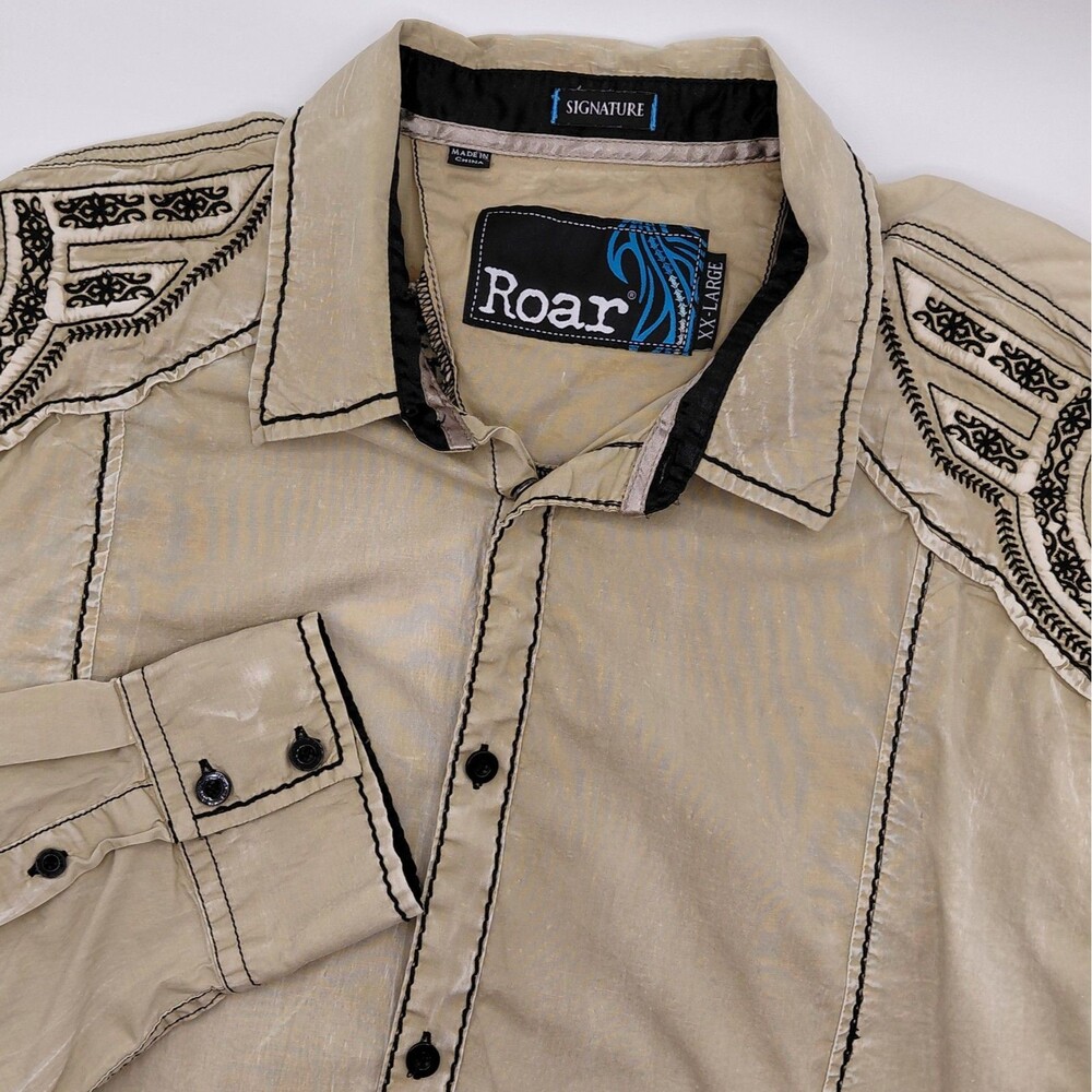 Roar Signature Embrodiered Brush Wash Devout Shirt Men's XXL Embrodiered Western